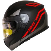Resim MTS 966 WX20 RED ÇENE AÇILIR MAT SİYAH-KIRMIZI KASK 