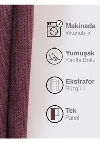 Resim Kadife Dokulu Lavanta Pembesi Ada Fon Perde Ekstrafor Büzgülü Lavanta Pembesi 