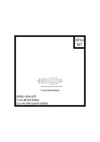 Resim Dübel-vida Seti, Beyaz Dübel 7 Mm, 3,5x45 Yhb Sunta Vidası, 10 Adet 