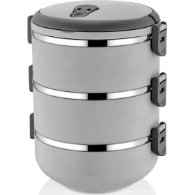 Resim Mobgift Yeni Renk Gri 3 Katlı Yemek Termosu Sefer Tası 2,25 lt 