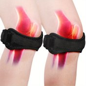 Resim Ayarlanabilir Sıkıştırma Diz Destek Kılıfı Silikon Jel Ped ile - 1 adet, Patella Sabitleyici, Polyester Spandex Karışımı, Hafif Esnek Giyme Tasarımı 