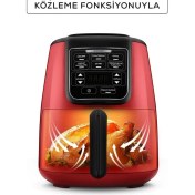 Resim Kırmızı 4 Kişilik Elektrikli Fritöz ve Airfryer, Sağlıklı ve Pratik Pişirme 