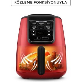 Resim Kırmızı 4 Kişilik Elektrikli Fritöz ve Airfryer, Sağlıklı ve Pratik Pişirme 