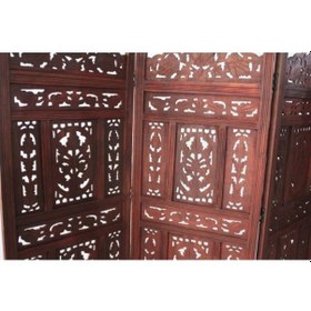 Resim Büro Ev Ofis Dekoru İçin Maun Renk Ahşap El Oyması Paravan 