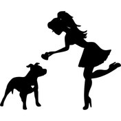 Resim habune Pitbul Ve Kız Sticker 20 X 16 Cm 