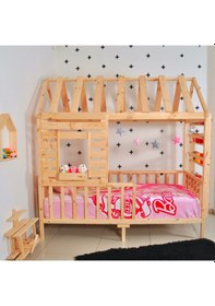 Resim Markaawm Markaawm Montessori Çocuk Yatak Raf Çam 90X190 Karyola Menekşe Akçaağaç 