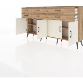 Resim Arges Konsol 3 Raflı 6 Çekmeceli 4 Kapaklı 176x30x99 Çam-aytaşı/çam Aytası/atlas Çam - Atlas Çam 