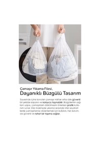 Resim 1 Adet İpli Çamaşır Yıkama Filesi - Koruyucu Çamaşır Yıkama Torbası 35x45 Cm Beyaz 