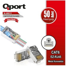 Resim Teknoteg - Qport Q-j601y Cat6 50 Lik Paket Ez-rj45 Metal Yeni Nesil Konnektör 