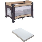 Resim Mastic Anne Yanı Park Yatak Sallanır Oyun Parkı Cibinlikli Yatak Hediyeli 70x110 Cm Bej 