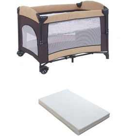 Resim Mastic Anne Yanı Park Yatak Sallanır Oyun Parkı Cibinlikli Yatak Hediyeli 70x110 Cm Bej 