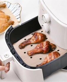 Resim Privo Air Fryer Pişirme Kağıdı 50 Adet Tek Kullanımlık Kare Delikli Model Hava Fritözü Yağlı Kağıt 20x20cm 