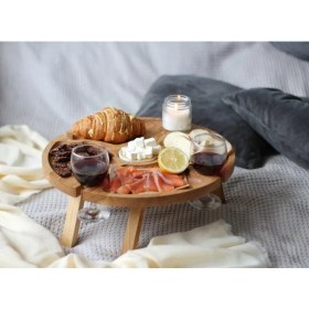 Resim Ciciler Ahşap Şarap Kadeh Dekoratif 4 Kişilik Servis Sunum Tepsisi 