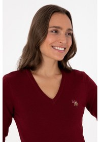 Resim U.S. Polo Assn. Kadın Bordo V Yaka Basic Kazak 50307727-VR014 