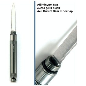 Resim Omeniv Gri Acil Cam Kırıcılı Çakı Kolye Bıçak Anahtarlık Outdoor Gri 