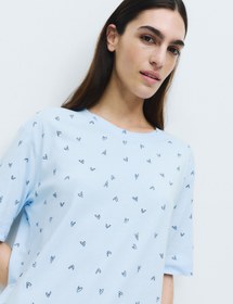 Resim Cool Comfort Pamuk Modal Gecelik - Mavi Mix / XS 