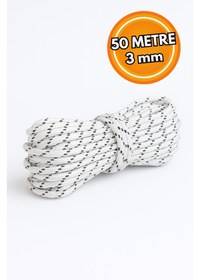 Resim AKARSU HALAT Dayanıklı Çift Örgülü Çok Amaçlı İskota Halat - 50 MT 3MM - iP - Çekme - Bağlama - Kamp - Marin 