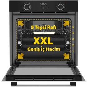 Resim Simfer 8215 10 Fonksiyon Airfry Siyah Cam Ankastre Fırın Dijital 