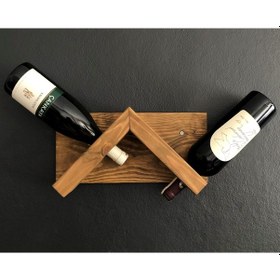 Resim Ahşap Şaraplık, 4 Şişe Bölmeli Ahşap Şaraplık, Koyu Meşe 