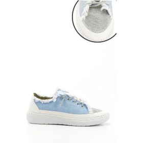 Resim Gönderi R Mavi Kot Triko Taşlı Comfort Dolgu Taban Sneaker Mavi 