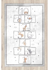 Resim Eğitici Sekseksevimli Hayvanlar Bambu Çocuk Halısı Gri 