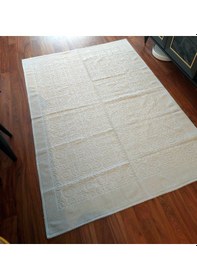 Resim Pamuklu Bukle Lüks Kilim 140x200 -spiral Düz Krem Krem 