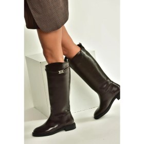 Resim Fox Shoes V973720909 Kahverengi Klasik Alçak Tabanlı Kadın Çizme 