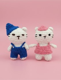 Resim perasse İkili kedicik amigurumi 7 cm 
