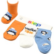 Resim Step Erkek Bebe Üçlü Şapkalı Penguen Soket Çorap | Stp10034 