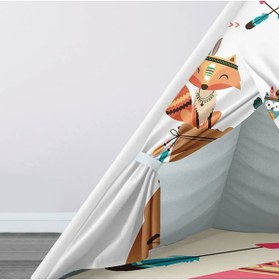 Resim instababyrooms Çocuk Oyun Çadırı Kızılderili Orman Hayvanları Dijital Baskılı 
