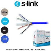 Resim S-Link Sl-Cat608Bl Cat6 Utp 305 Metre 24 Awg Mavi Network Ka 