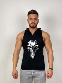 Resim Black İstanbul Black - Punisher - Tank Top Gym Kapşonlu Hoodie Sporcu Atleti 