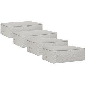 Resim Ocean Home Textile 4'lü Gri Balıksırtı Baza Altı Hurç Set 2 Adet 62 x 46 x 22 / 2 Adet 74 x 46 x 22 cm 