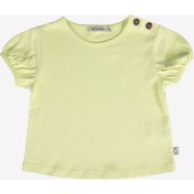 Resim Düğme Kapamalı Organik Kız Bebek T-Shirt Yeşil 