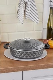 Resim NETWORK ART Bella Döküm Kapak Basık Tencere 26 Cm Gri 