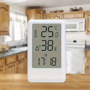 Resim 1 adet Modern Beyaz Dijital Sıcaklık & Nem Monitörü, Büyük LCD Ekranlı, Yüksek Hassasiyetli Oda Termometresi, Masa veya Duvar için, 12/24H Zaman Göstergesi, Pil ile Çalışır (AAA Pil Dahil Değildir) – Yatak Odası, Mutfak veya Oturma Odası için İdeal, Yatak Odası Nem Kontrolü | Modern Estetik | Net LCD Ekran, Sıcaklık Nem Sensörü 