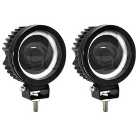 Resim Wezone Motorsiklet Işığı 60w Led Spotlight 6000k/3000k Ip67 Su Geçirmez Balık Gözü Lensli 9-30v Çiftli Siyah 