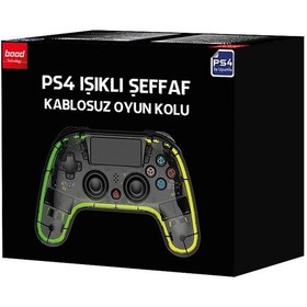 Resim Bood Ps4 Işıklı Şeffaf Kablosuz Oyun Kolu 