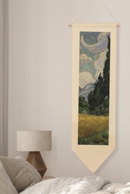 Resim Van Gogh Duvar Halısı, Sanat Serisi Dekor, 100cm Kanvas Flama Askılı Duvar Örtüsü NO:758 - Renkli - 7 / 30 x 100 