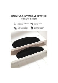 Resim Yarım Ay Bukle Halıdan Ekonomik Basamak Ve Merdiven Paspası - Siyah / Adet Olarak Satılır Null 