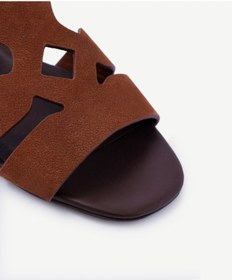 Resim Yargıcı Çapraz Bant Detaylı Deri Sandalet 25ykay4066x 208 Kahverengi 