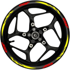 Resim TheSpaceCar CBF Uyumlu kırmızı yazılı sarı pençe şeritli 