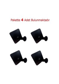 Resim Thincal Kendinden Yapışkanlı Askılık Tekli Mat Siyah 4 Lü Paket Siyah 