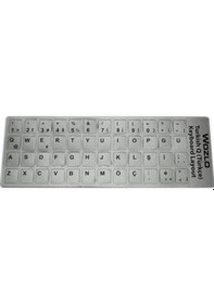 Resim Türkçe Gümüş Q - F Klavye Etiketi - Laptop PC Keyboard Sticker 