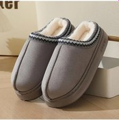 Resim Ebitda Rahat Unisex Vintage Terlik, Kürk Astarlı, Gri, Çift Ayaklık Gri 