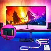 Resim RGBIC Oyun Ortamı Akıllı Aydınlatma - USB ile Çalışan LED Arka Işık & Müzik Senkronizasyonlu Şerit Işıklar, Otomatik Renk Ayarı, Duvara Monte Edilebilir Oyun Monitörleri için, Oyun Odası İçin Katılımcı Atmosfer, Dinamik Aydınlatma Efektleri, Kolay Kurulum 