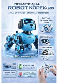 Resim 2.4 Ghz Uzaktan Kumandalı Sarjlı Dans Eden 8 Tekerli Akıllı Robotik Köpek Sesli Işıklı 23 Cm Mavi 