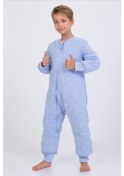 Resim Erkek Çocuk Kalın Elyaf Dolgulu Premium Kalite 2.5 Tog Desenli Uyku Tulumu-mavi-beyaz Beyaz - Mavi 