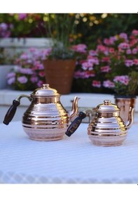 Resim Bakır Çaydanlık Dilimli Model Bakır Renk Parlak Bakır 