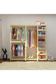 Resim Fokai Wood Idea - Açık Ahşap Elbise Dolabı 